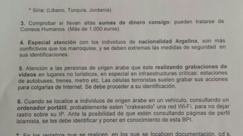 Documento distribuido por la Brigada Provincial de Información de Sevilla que ha sido desautorizado por la Dirección General de Policía.