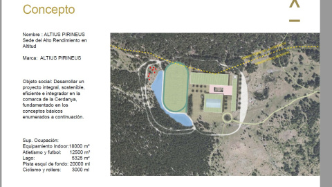 Una imatge del dossier explicatiu del projecte del Centre d'Alt Rendiment esportiu que es vol fer al Berguedà.