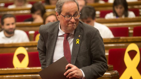 Quim Torra en la sessió de control d'aquest dimecres. EFE / QUIQUE GARCÍA