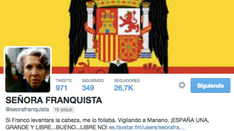 Perfil de la 'Señora Franquista' en Twitter.