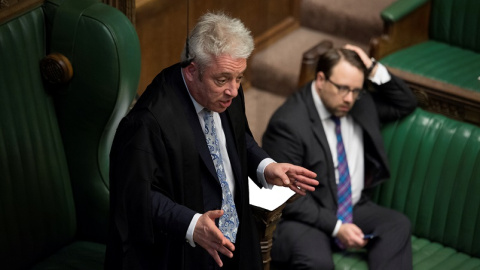 03/04/2019 - El presidente de la Cámara británica, John Bercow, en el Parlamento de Londres. / REUTERS