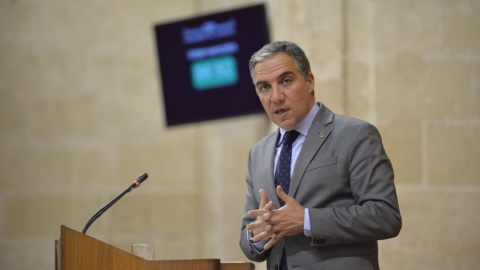 Elías Bendodo, consejero de la presidencia, en el Parlamento de Andalucía.