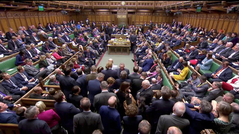 03/04/2019- Imagen de la señal de televisión del debate en el Parlamento británico. REUTERS