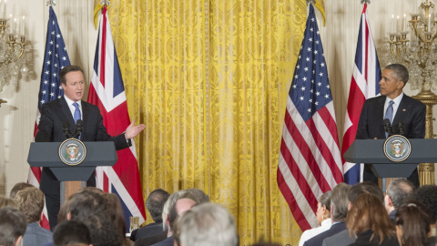 David Cameron y Barack Obama, en la rueda de prensa tras su reunión en la Casa Blanca. EFE