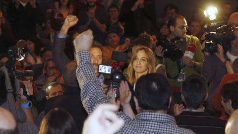 Tania Sánchez y Mauricio Valiente, candidatos de IU para Ayuntamiento y Comunidad de Madrid. -EFE