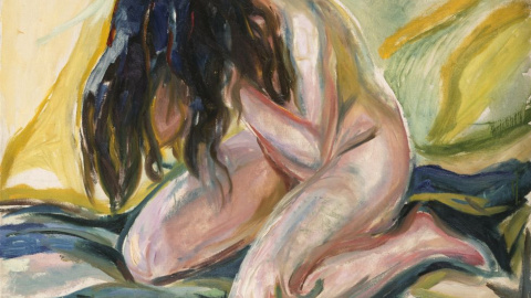 'Desnudo femenino de rodillas' de Edvard Munch (1919).