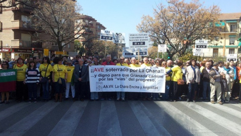 La Marea Amarilla durante una manifestación en Granada