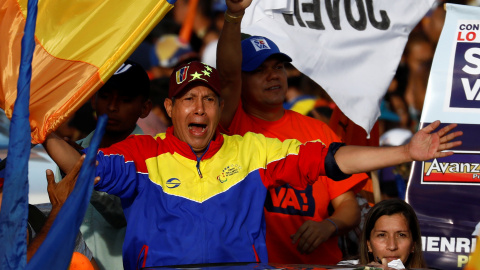 El candidato en las elecciones presidenciales de Venezuela Henri Falcon, del partido Avanzada Progresista, en el mitin de cierre de campaña. REUTERS/Marco Bello