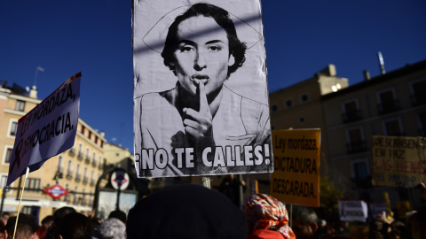 Protestas contra la 'ley Mordaza' en Madrid. AFP