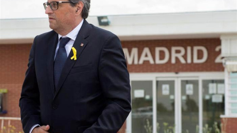 El presidente de la Generalitat, Quim Torra,tras visitar hoy en la prisión de mujeres de Alcalá-Meco a la exconsellera Dolors Bassa y a la expresidenta del Parlament Carme Forcadell. (FERNANDO VILLAR | EFE)