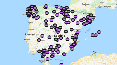 La geografía española se llena de convocatorias por el Día Internacional Contra la Violencia Machista. / Maps