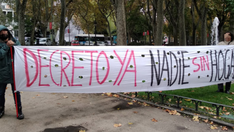 Protesta de Nadie Sin Hogar ante el Ministerio de Sanidad, Consumo y Bienestar Social. / H.M.