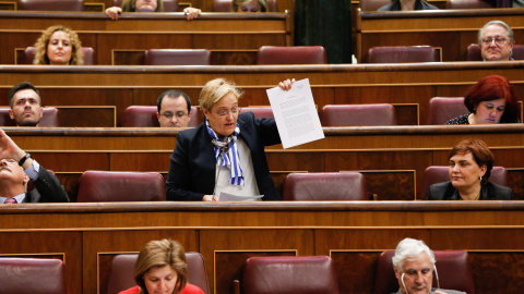 La diputada socialista Ángeles Álvarez, interviene desde su escaño en el Pleno del Congreso. EFE