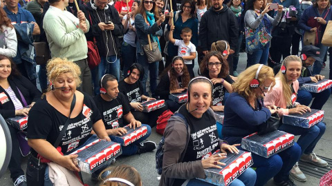 Una protesta de trabajadores del sector del Contact Center en Madrid.- JULIO FUENTES (CGT)