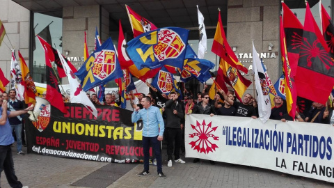 Imagen de la concentración de la ultraderecha en Barcelona./ EP