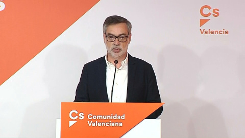 El secretario general de Ciudadanos, José Manuel Villegas, durante su comparecencia. E.P.