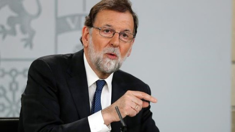 Mariano Rajoy en compareixença davant els mitjans després del registre de la moció de censura anunciada pel PSOE / EFE Chema Moya