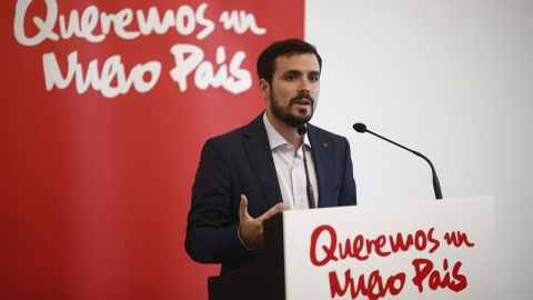 Alberto Garzón durante la presentación de su candidatura a las primarias estatales de Ahora en Común.- E.P.