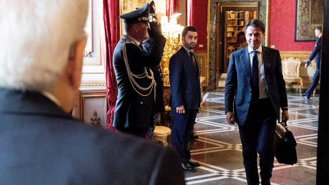 El candidato a primer ministro italiano, Giuseppe Conte, llega a una reunión con el presidente italiano, Sergio Matarella.- REUTERS