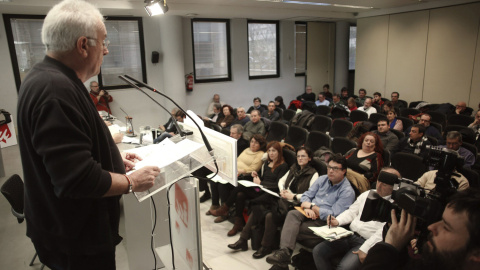 El coordinador federal de IU, Cayo Lara, durantela Presidencia Federalde este jueves. -EFE