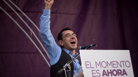 Juan Carlos Monedero durante su intervención en la Puerta del Sol. -JAIRO VARGAS