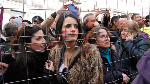 Miles de personas se concentran en la Puerta del Sol, convocadas por Podemos a la Marcha del Cambio. -JAIRO VARGAS