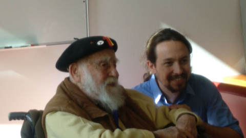 Virgilio Fernández junto al líder de Podemos, Pablo Iglesias