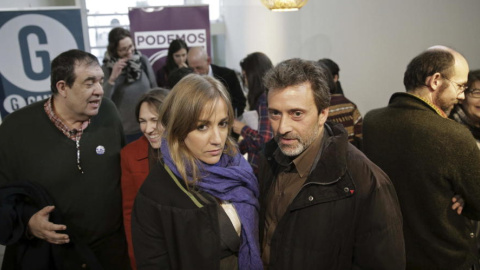 Tania Sánchez y Mauricio Valiente durante la presentación de la candidatura de unidad popular para Madrid. -EFE