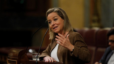 La diputada de Coalición Canaria, Ana Oramas, durante su intervención ante el pleno del Congreso de los Diputados en la primera jornada de la sesión de investidura de Pedro Sánchez | EFe