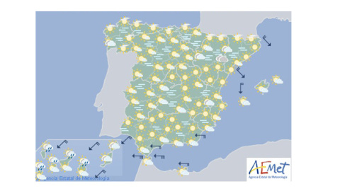 Previsión meteorológica para el martes 7 de enero. / AEMET