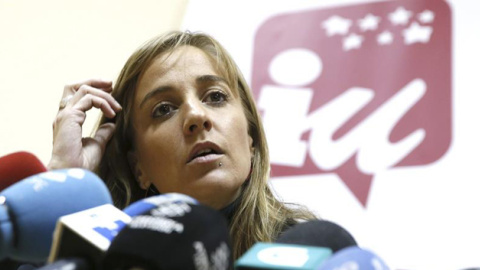 La parlamentaria de la Asamblea de Madrid Tania Sánchez, durante la rueda de prensa que ofreció hoy para informar del proceso de primarias en su partido.- EFE/Fernando Alvarado