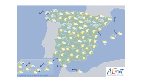 Previsión meteorológica para el miércoles 8 de enero. / AEMET