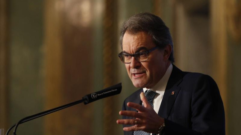 El presidente del Partit Demòcrata Català y expresidente de la Generalitat de Cataluña,Artur Mas, durante su intervención en un desayuno informativo de Nueva Economía Fórum. EFE/J.J. Guillén