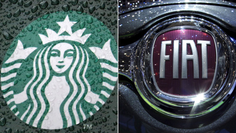 Logos de Starbucks y Fiat.  REUTERS