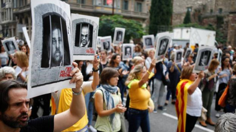 Manifestación en apoyo a los líderes independentistas presos. EFE