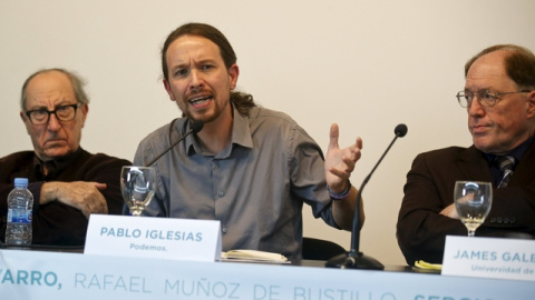 Pablo Iglesias en su intervención durante la presentación del Consejo Internacional de Economía de Podemos. REUTERS .Andrea Comas