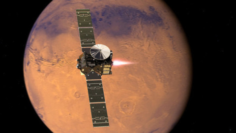 Recreación de la nave ExoMars cerca de Marte. ESA