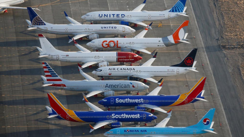 Varios aviones 737 MAX en las instalaciones de Boeing en el Aeropuerto Internacional del Condado de Grant, en Moses Lake (Washington). REUTERS / Lindsey Wasson