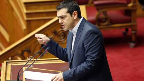 Alexis Tsipras, durante su intervención en el Parlamento griego. - REUTERS