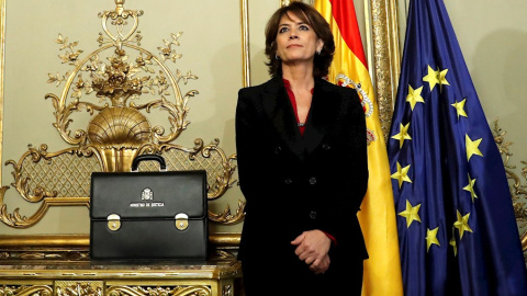 13/01/2020.- La exministra de Justicia Dolores Delgado durante el acto de traspaso de cartera a su sucesor en el cargo, Juan Carlos Campo. / EFE