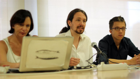 Carolina Bescansa, Pablo Iglesias e Iñigo Errejón durante una rueda de prensa reciente.- DANI GAGO (PODEMOS)