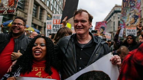 Quentin Tarantino durante la protesta.- EUROPA PRESS