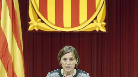 Forcadell, durante su discurso./ EFE