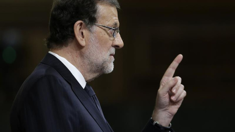 El presidente del Gobierno en funciones, Mariano Rajoy, durante la segunda jornada del debate de investidura./ EFE