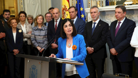 13/01/2020.- La ministra de Política Territorial y Función Pública, Carolina Darias, durante su intervención tras recibir la cartera ministerial. EFE/Rodrigo Jiménez