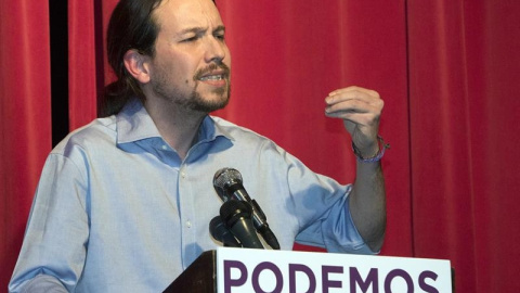 Pablo Iglesias, durante su discurso en Nueva York.