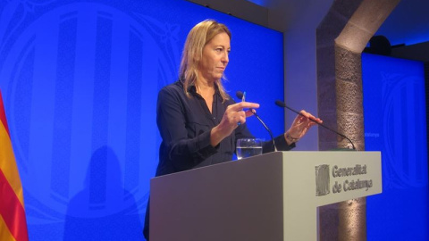 La vicepresidenta del Govern, Neus Munté durante la rueda de prensa de hoy martes. EUROPA PRESS