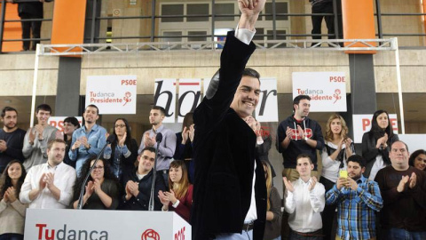 El secretario general del PSOE, Pedro Sánchez, durante su mitin./ EFE