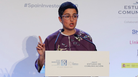 14/01/2020.- La ministra de Exteriores, Arancha Gonzalez Laya, participa este martes en la inauguración de la X edición del foro financiero internacional Spain Investors Day, que se celebra en Madrid los próximos días 15 y 16 de enero. EFE/