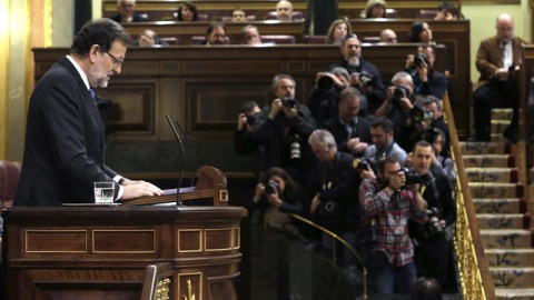 Mariano Rajoy, durante su intervención en el Debate sobre el Estado de la Nación, en el Congreso. EFE